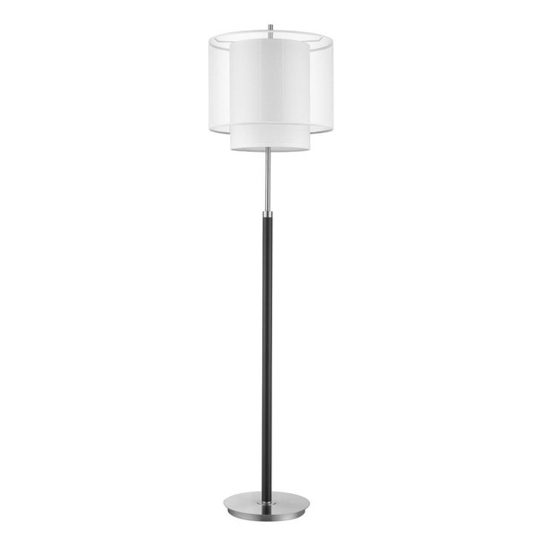 Homeroots 62 x 15.5 x 15.5 in. Roosevelt 1-Light Espresso & Nickel Floor Lamp w/Sheer Snow Shantung Shade 397921 - main